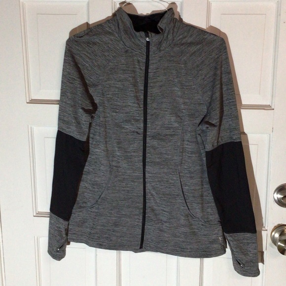 Danskin Now Women's Gray and Black Zip Up Jacket with Thumb Holes - Picture 1 of 7